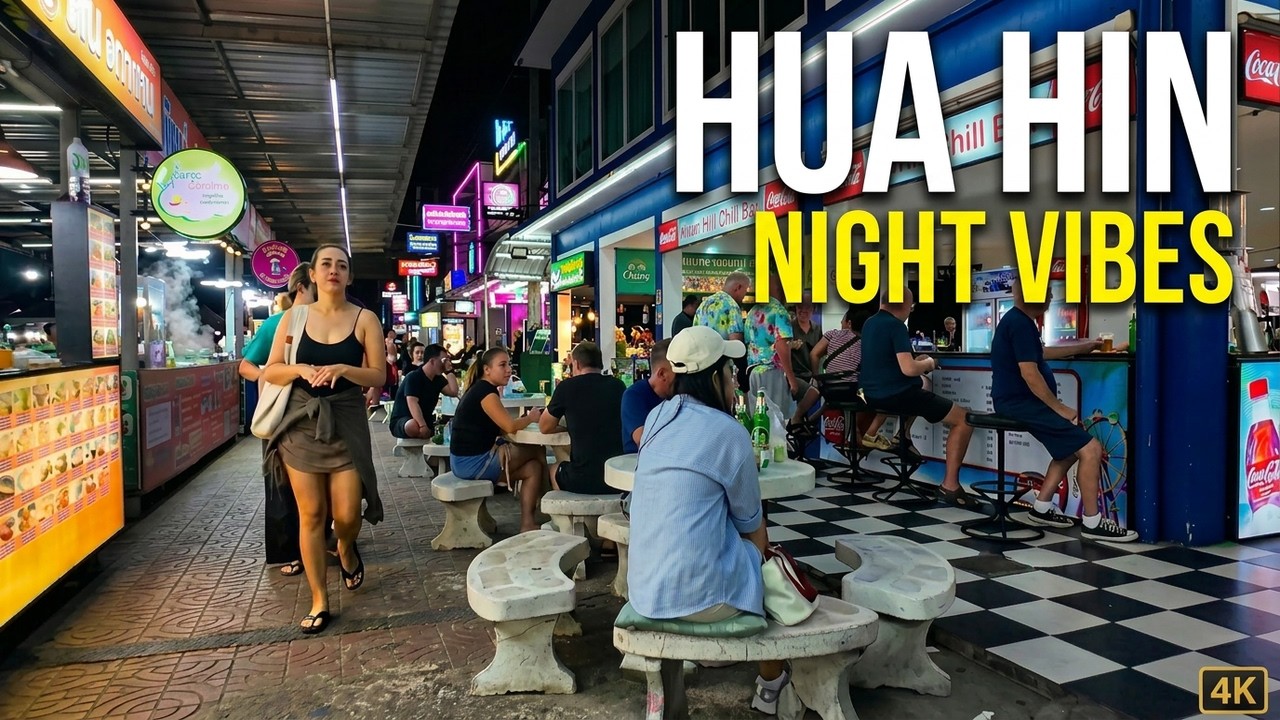 Hua Hin Thailand walking streets Soi 94 city vibes at night walking tour 4K