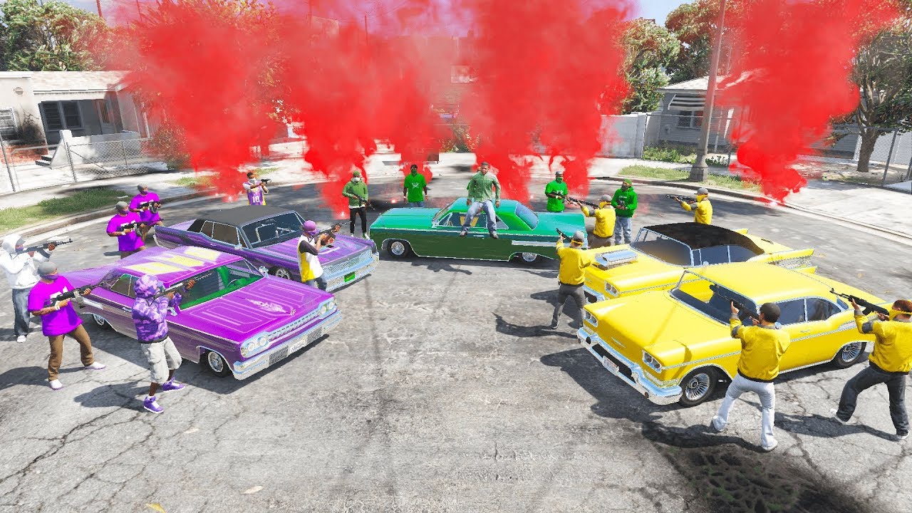 GTA 5 - Gang War Missions with Franklin (Gangs Showdown Families vs Ballas vs Vagos)