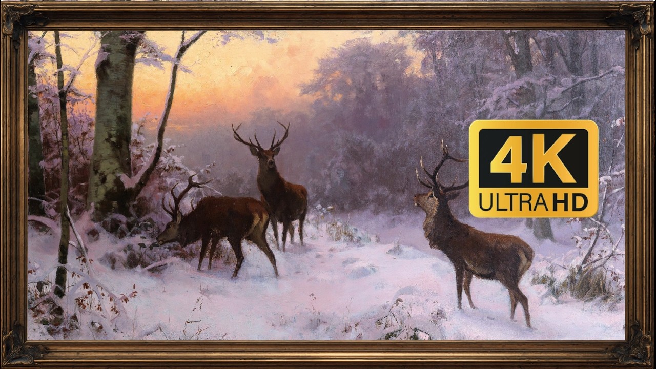 🦌 Deer in a Winter Woodland | Arthur Thiele Art for Your TV | 4K Art Display