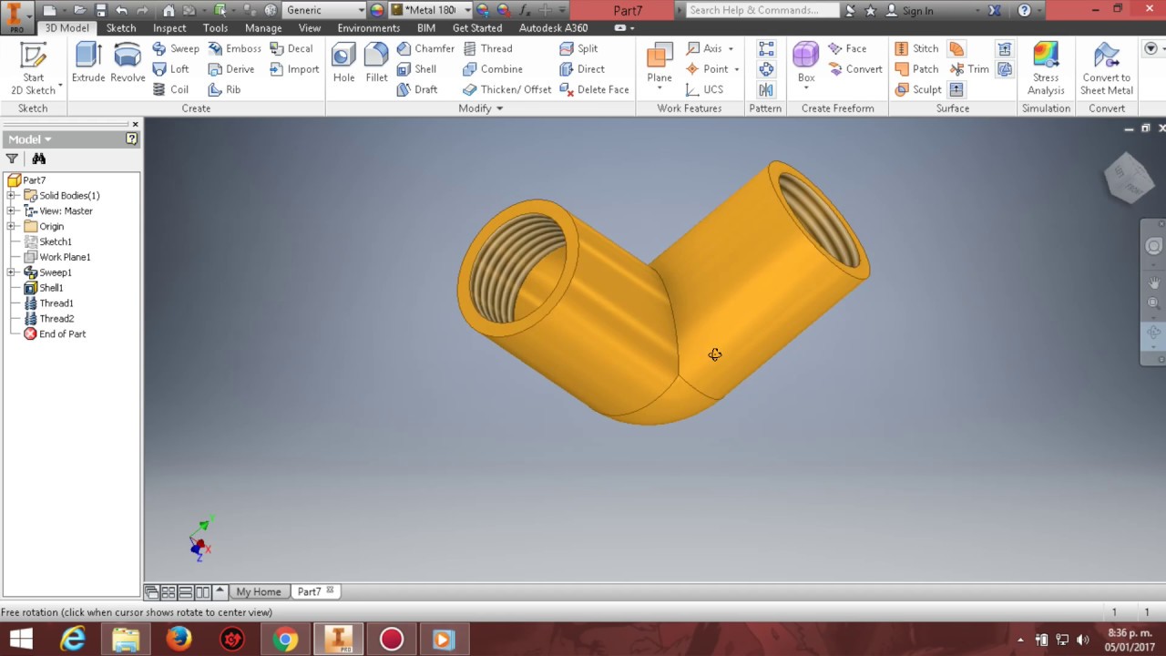 CODO EN INVENTOR ( ELBOW IN INVENTOR)   (calitour360.com)