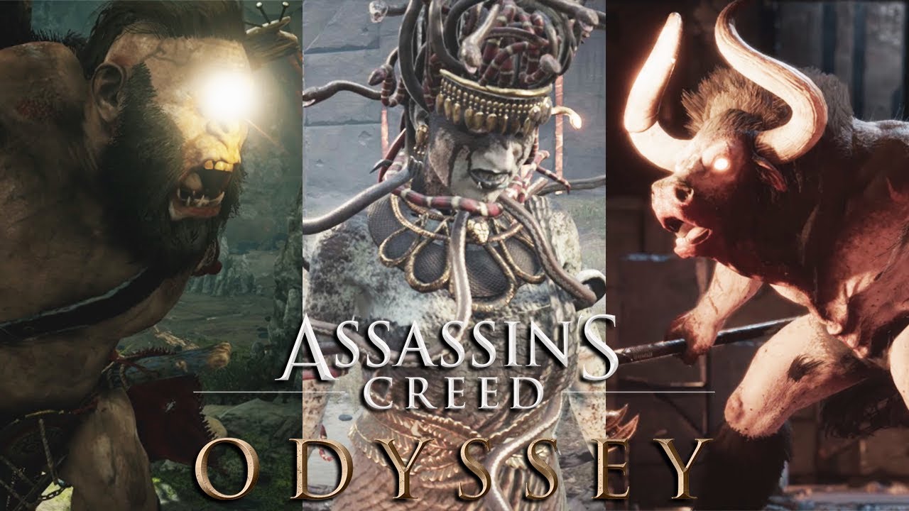 ASSASSIN'S CREED ODYSSEY All Atlantis Boss Fights & Artifacts (Minotaur, Cyclops, Medusa, Sphinx)