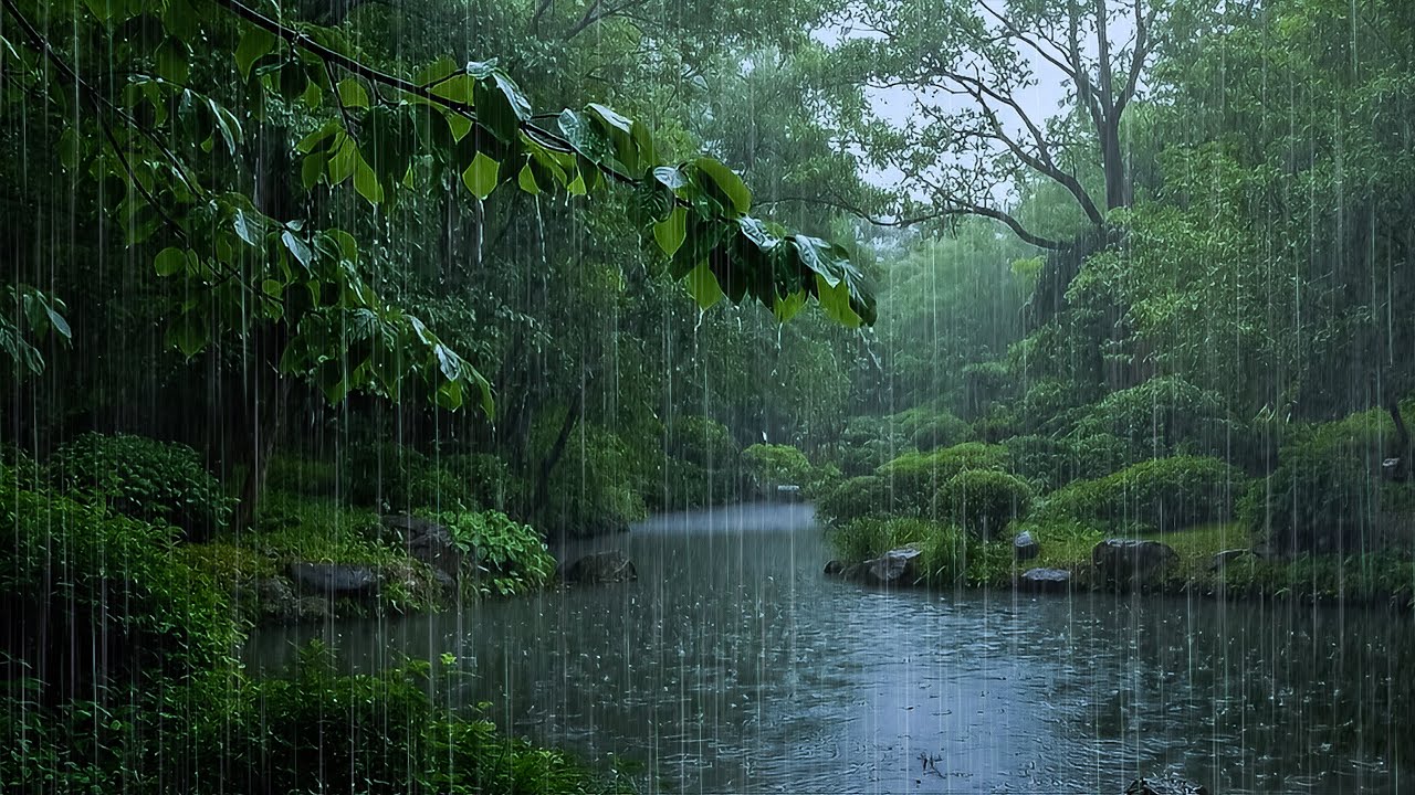 Fall Asleep Fast with Gentle Forest Rain | ASMRR Rain on Forest Lake to Unwind & Tinitus Cure