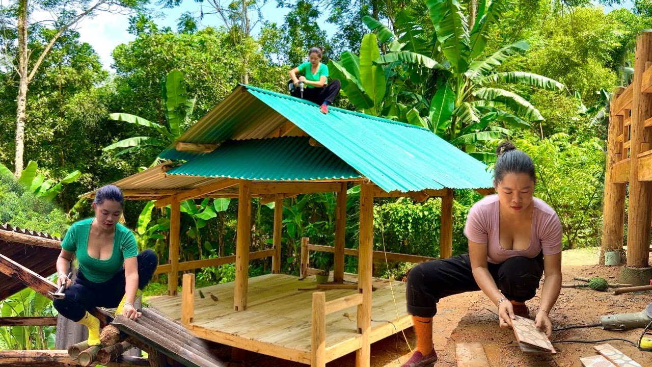 Rewind Timelapse: Start To Finish Alone BUILD LOG CABIN Replace Old Bamboo House. Full Build