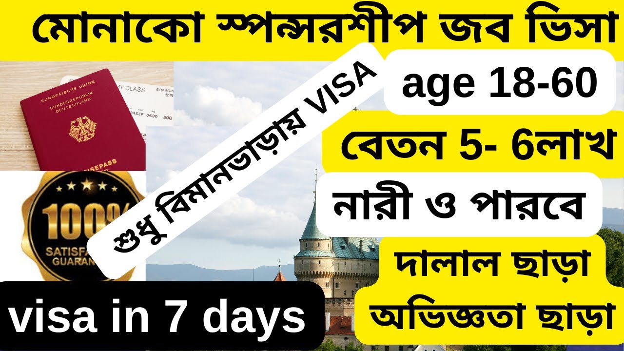 শুধু বিমানভাড়ায় ধনী দেশ মোনাকো জব ভিসা|Monaco sponsored jobs 2024|Monaco work visa 2024|Monaco visa|
