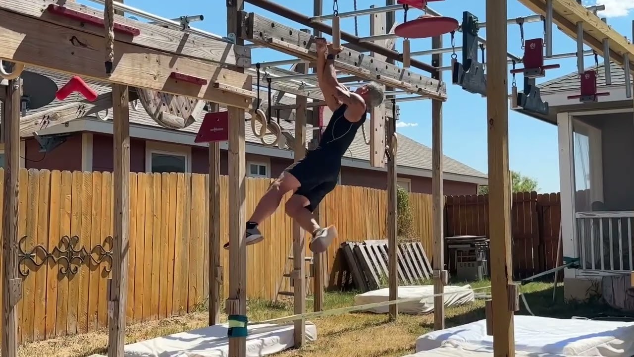 DIY Backyard Ninja Warrior Course 13 obstacle course Run