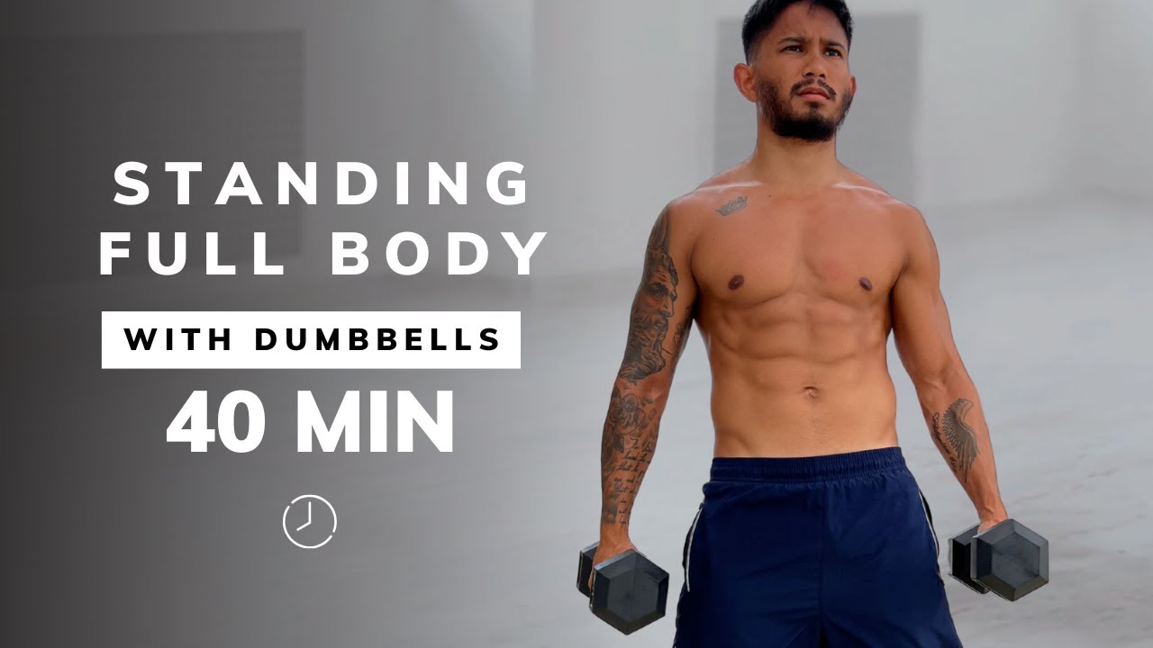 40 Min Standing Full Body Dumbbell Strength Workout - Build Muscle & Burn Calories🔥