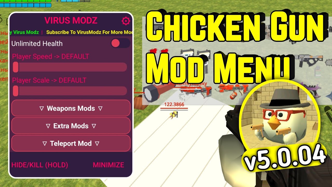 Меню мода Chicken Gun 5.0.04 || Неограниченные возможности, разблокировка предметов + телепортаци...