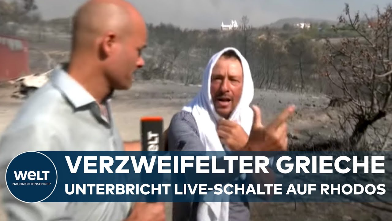 INFERNO AUF RHODOS: Hilfe kommt nicht an! Verzweifelter Grieche regt sich im Live-Fernsehen auf