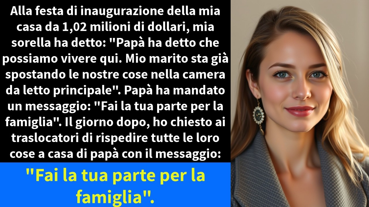 Alla festa di inaugurazione della mia casa da 1,02 milioni di dollari, mia sorella ha detto: