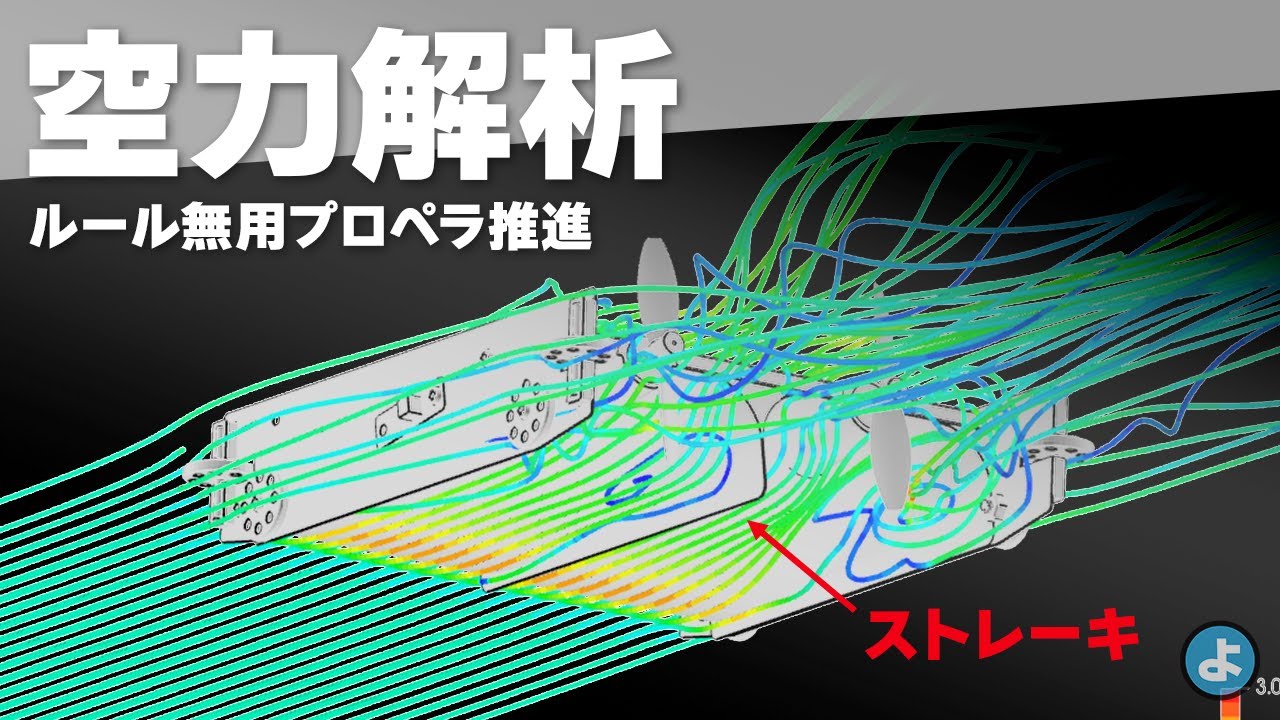 【ミニ四駆】F1の空力技術「ストレーキ」は逆効果？プロペラ推進との相性をCFDで徹底検証！