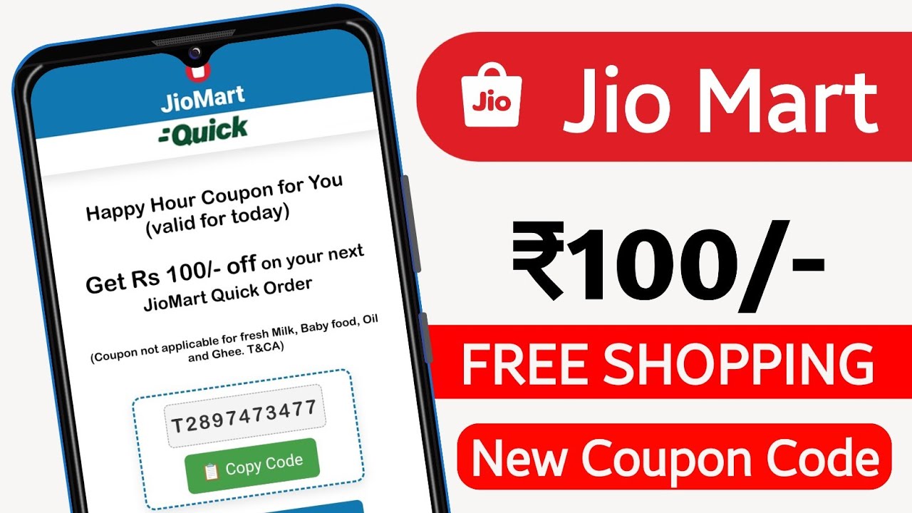 Jiomart 2 New Coupon Code Today | Jiomart 100 Free Shopping | Jiomart 100 off coupon Today 