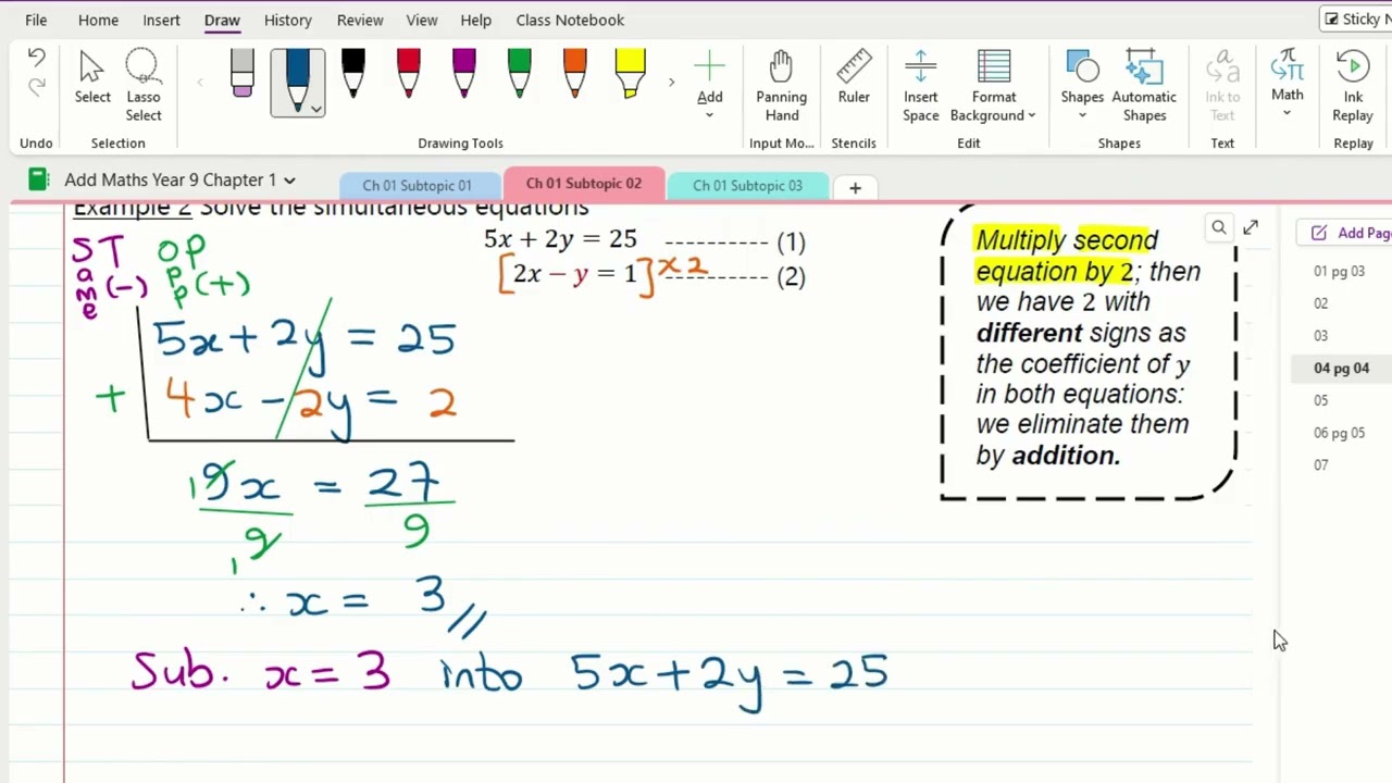 02 Solving Simultaneous Equations : Two Linear Equations