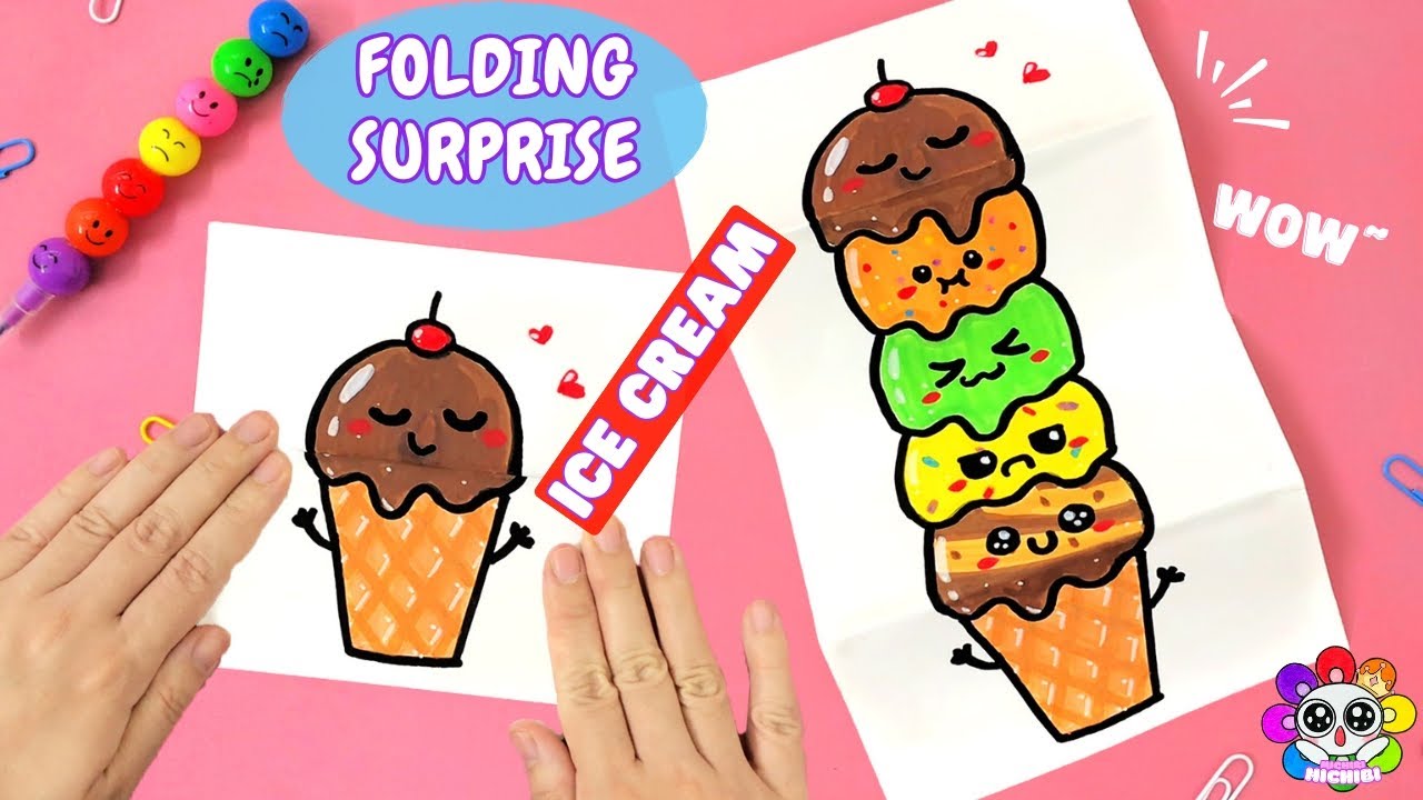 How To Draw an Ice Cream Folding Surprise with MICHIBI
