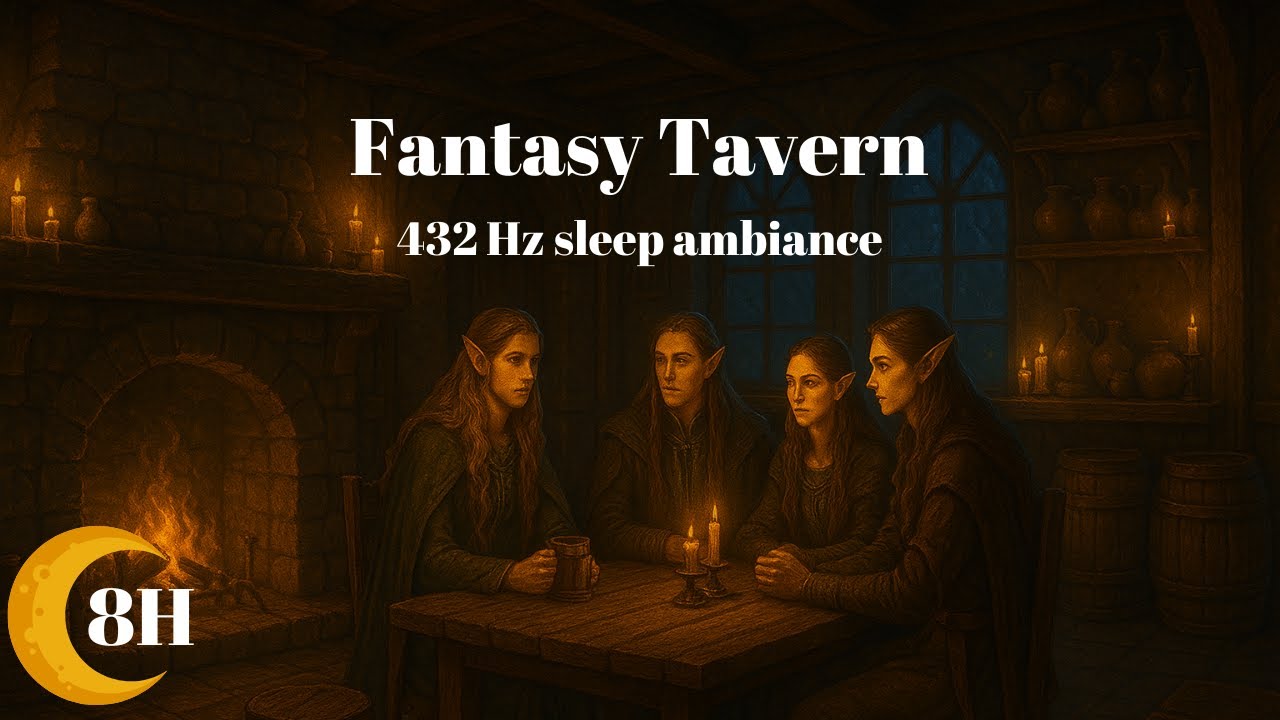 Fantasy Tavern Sleep Ambience | Cozy Medieval Inn Sounds + 432 Hz for Deep Sleep & Relaxation