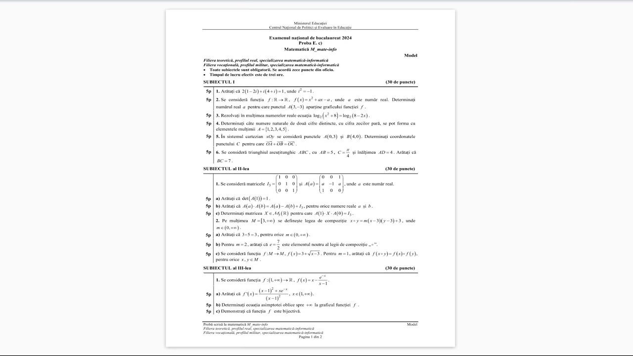 Model Bacalaureat 2024, Mate-Info - rezolvare