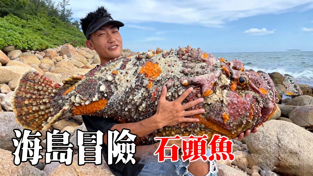海島冒險生存60天全集！摘野生的仙人掌果實做配料，下海抓到石頭魚做海鮮大餐#探索兄弟 #荒島生存 #石頭魚 #龍蝦