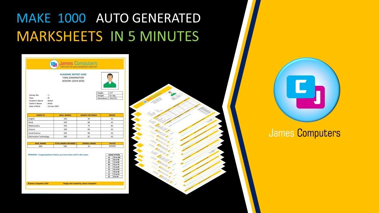 How to create Marksheets or Report Cards in MS Word using Mail Merge?