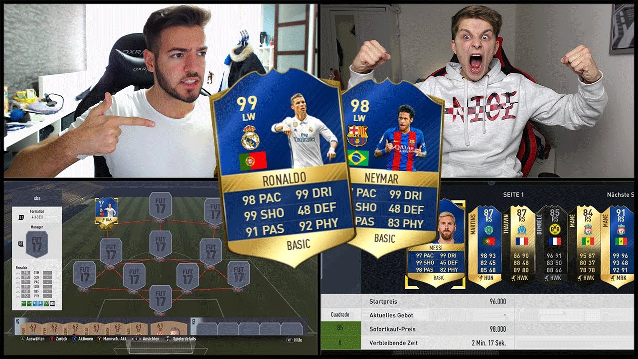 TOTS RONALDO vs NEYMAR BUY FIRST GUY BATTLE 😱🔥 FIFA 17 SQUAD BUILDER CHALLENGE vs FIFAGAMING 😍