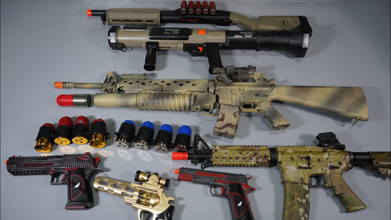 Military Toy Gun Rocket Launcher Nerf Gun - M16 and M4 Airsoft - M870 Shot Gun - Toy Guns Collection