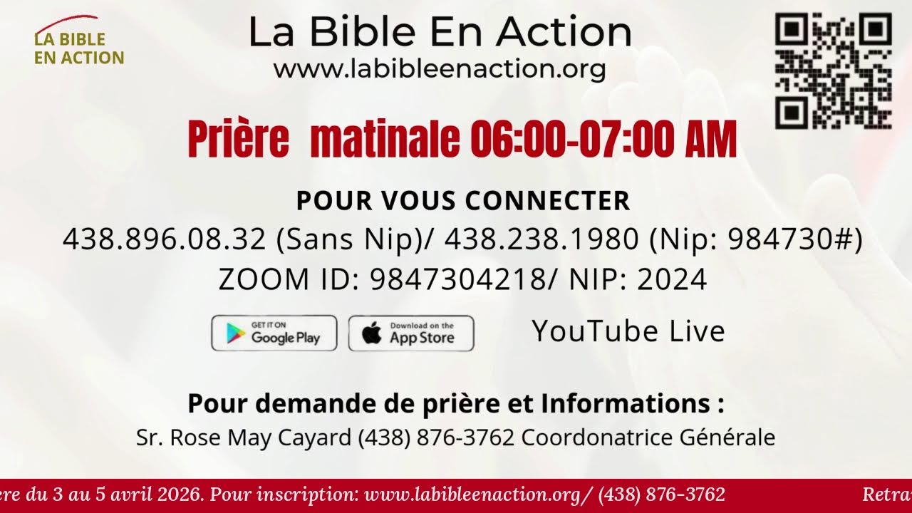 LA BIBLE EN ACTION  / PRIERE MATIMALE  /04 MARS 2026