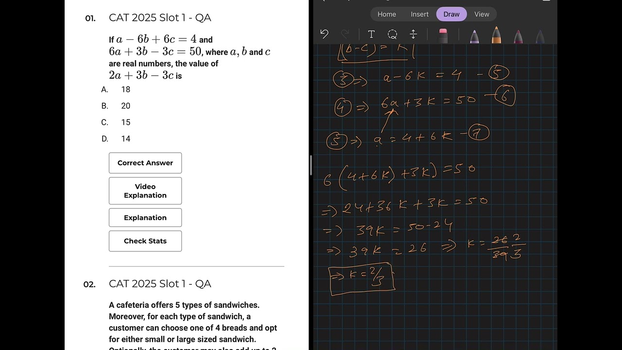 Quantitative Aptitude | CAT 2025 Slot 1 | Q 1 and 2