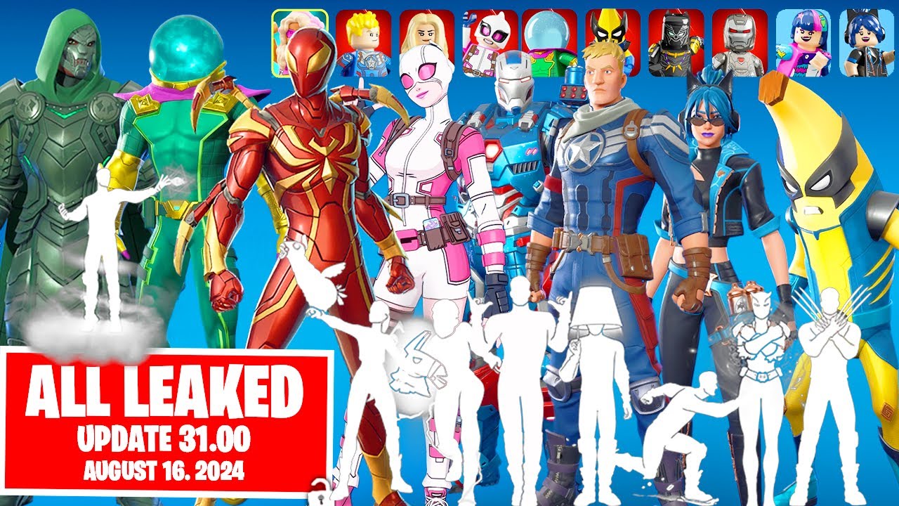 Fortnite All Leaked Ch5 Season 4 Cosmetics: Secret Iron Spider, Mysterio, Gwenpool, Doom, Peelverine