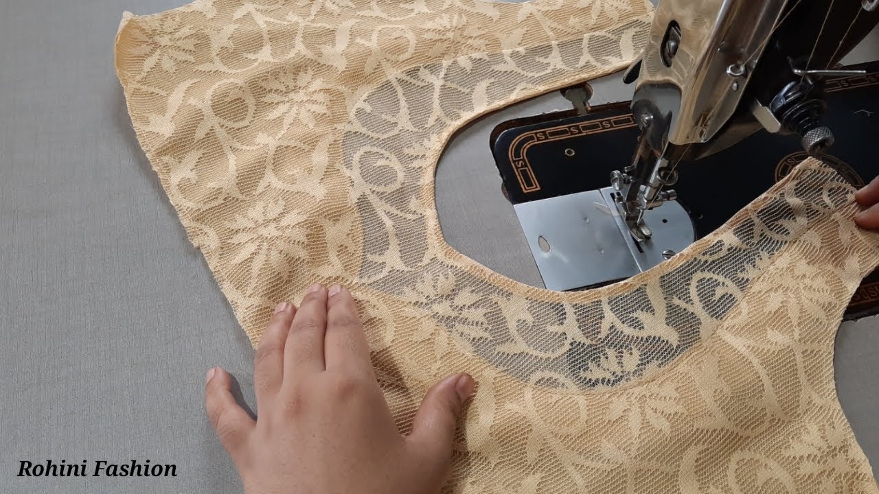 Net blouse design|cutting and stitching back neck