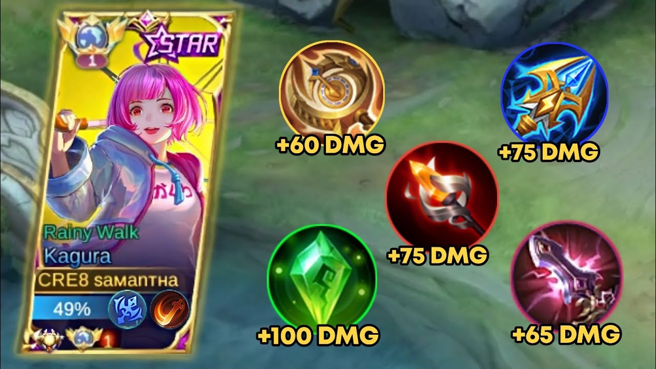 KAGURA FULL DAMAGE HACK BUILD!🔥(must try) | KAGURA BEST BUILD & EMBLEM SET 2023