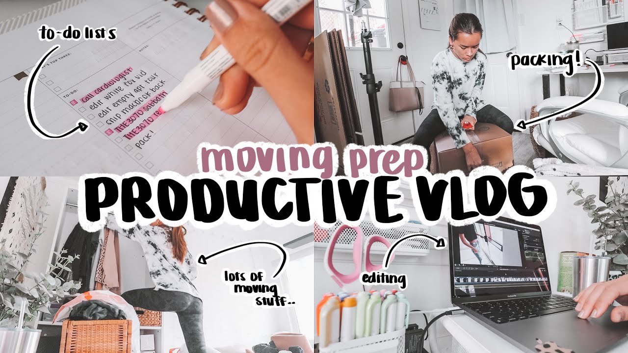 productive vlog | moving prep, packing, online class, editing videos & more!