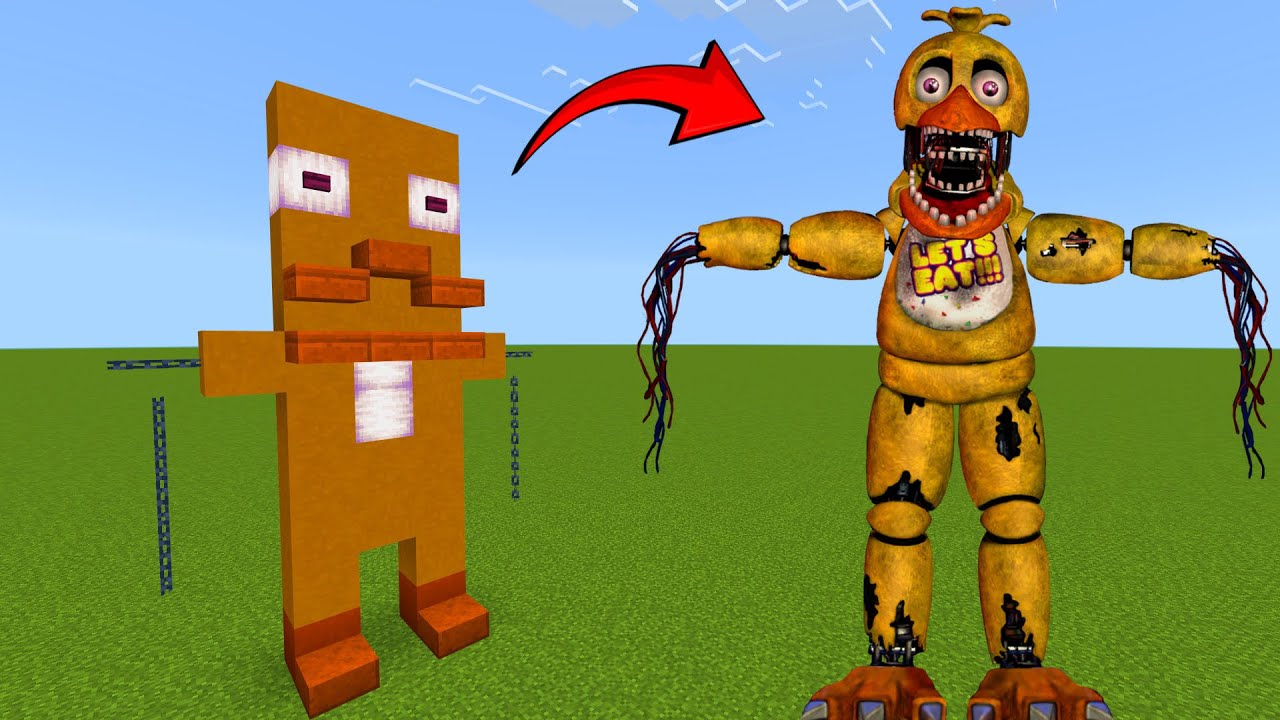I built and tested the Chica Animatronic from FNAF 2 in Minecraft PE!?