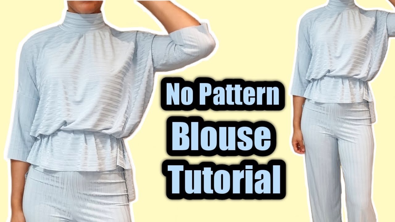 Easy Simple Blouse Top Tutorial. NO PATTERN! Beginner sewing ✂️