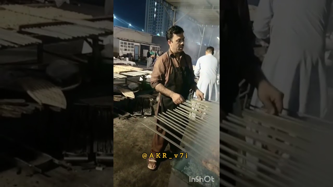 beef angri kebab with grilled in the Night 