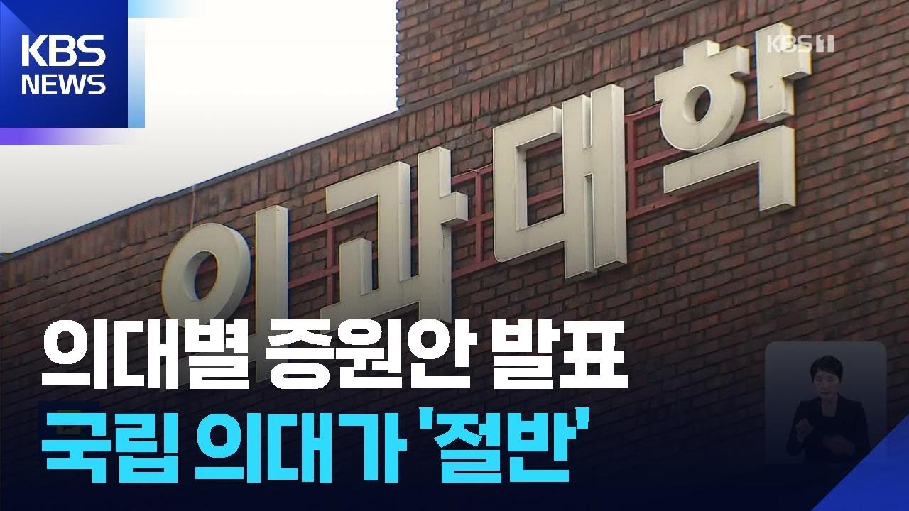 2027학년도 의대별 증원안 발표…절반 이상 ‘국립의대’에 배정 / KBS  2026.03.13.