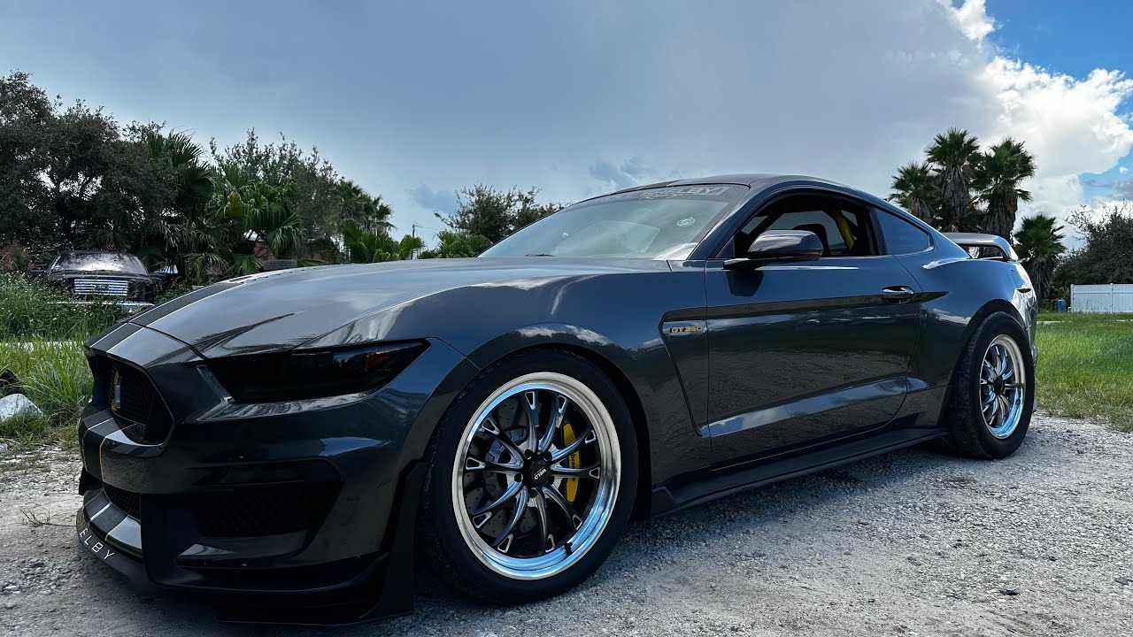 2017 GT350 with Belmont weld drag wheels.
