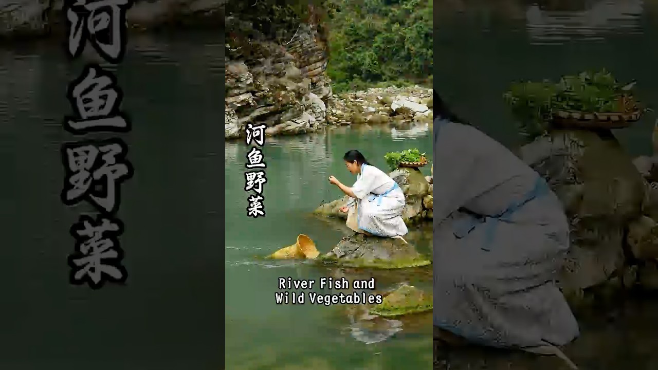 Fresh Wild Vegetables & Crispy River Fish | Rural Home Cooking #riverfish #wildvegetables