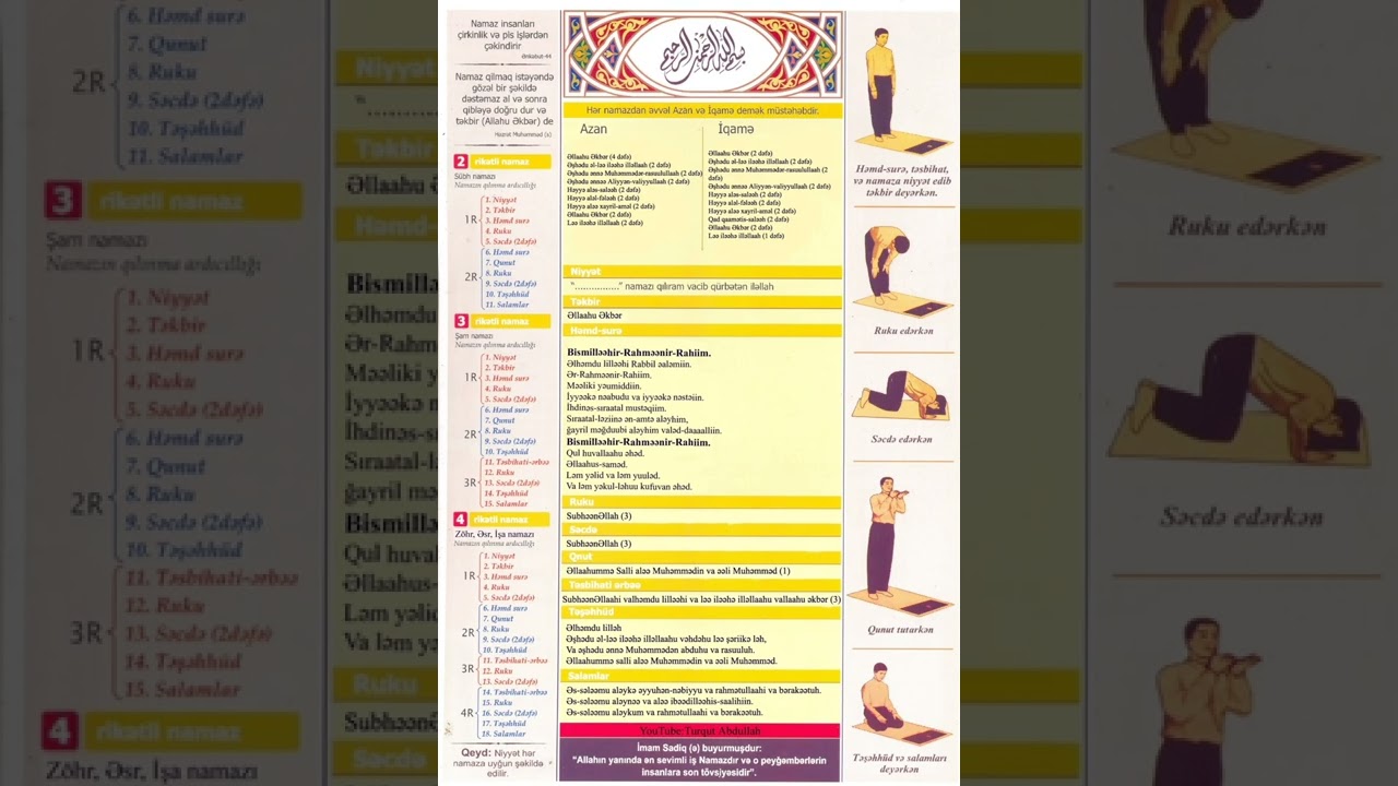 🤲✨️Namazın sözlərinin düzgün oxunuşu. (Düzəliş: Turqut Alışov)