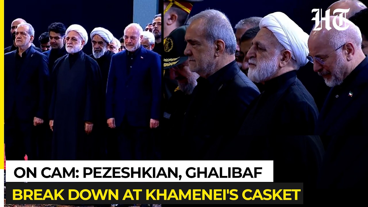 На видео: Пезешкиан, Галибаф и глава судебной власти Ирана не сдержали слез у гроба Али Хаменеи |...