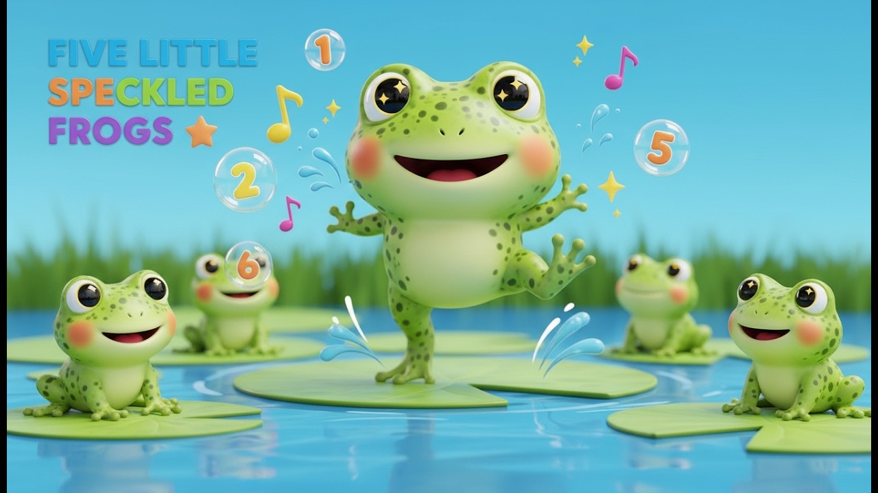 Five Little Speckled Frogs 🐸🎵 | Counting Song for Kids