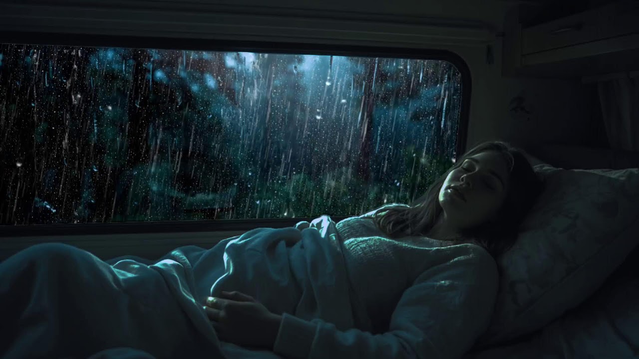 8 Hours Heavy Rain in Van | Sleep Ambience