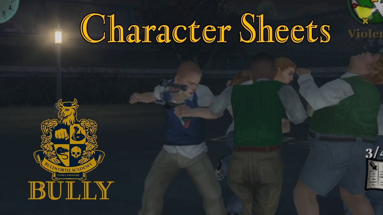 Bully PS2 - Mission: Character Sheets - Complete Guide and Walkthrough
