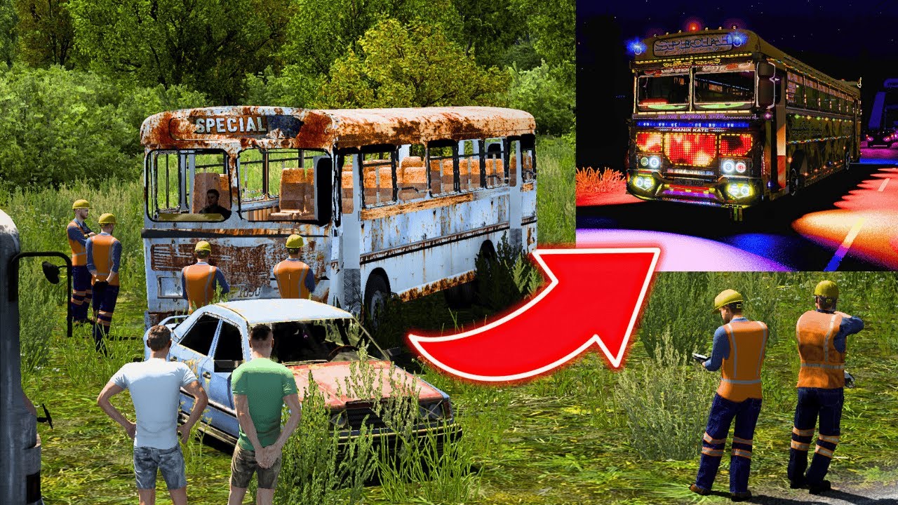 ඇතෑරලාදාපු බස් එක full modified කරා😂| ets 2 bus modification