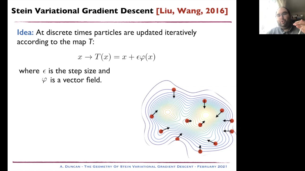 On the geometry of Stein variational gradient descent and related ensemble sampling methods