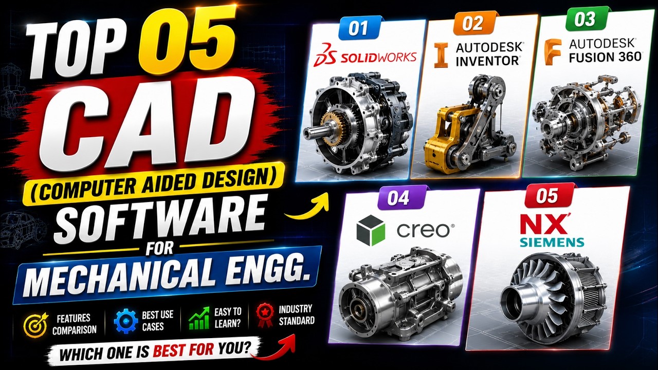Top 05 CAD ( Computer Aided Design ) Software for Mechanical Engg.