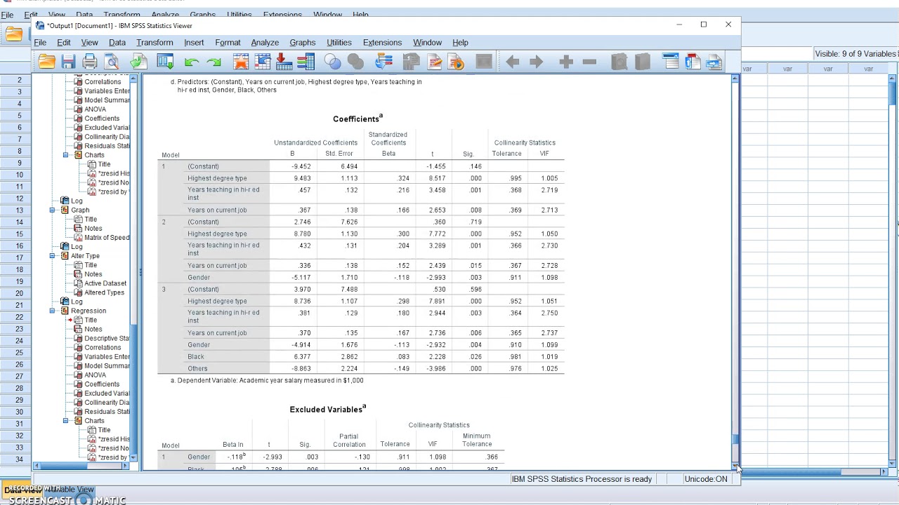 Block entry in multiple regression
