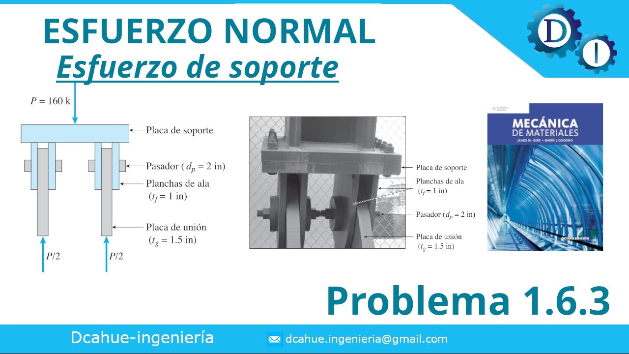 Esfuerzo cortante y esfuerzo de soporte |  | Mecánica de materiales | James Gere | Ejercicio 1.6.3