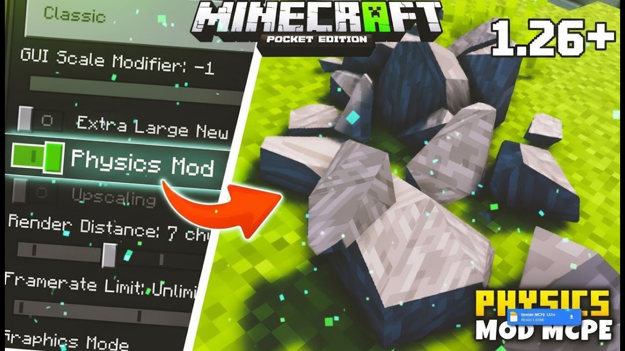 В Minecraft PE теперь НАСТОЯЩАЯ физика 😱 | Physics Mod MCPE 1.26+