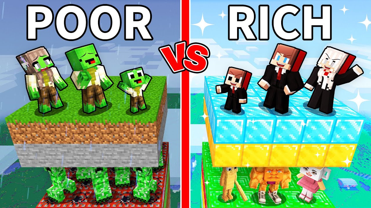 Mikey Family POOR vs JJ Family RICH ANIMAL Layer One Chunk in Minecraft (Maizen)