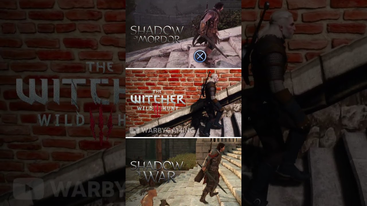 The Witcher 3 vs Shadow of Mordor vs Shadow of War | Stairs Physics