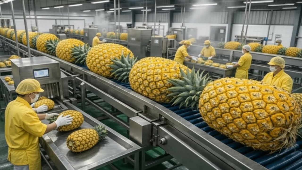 Inside a Modern Pineapple Factory: From Farm to Canned Strawberry Juice (Full Process)