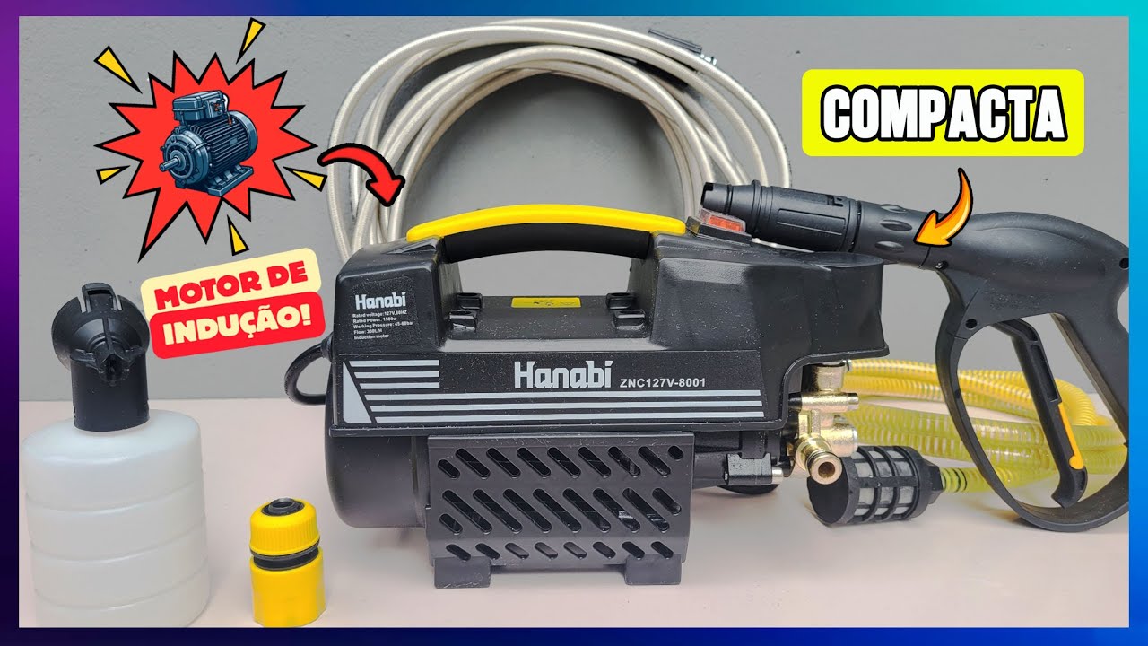 Lavadora de ALTA PRESS&Atilde;O com Motor de Indu&ccedil;&atilde;o Hanab&iacute; V8001 - Review completo!